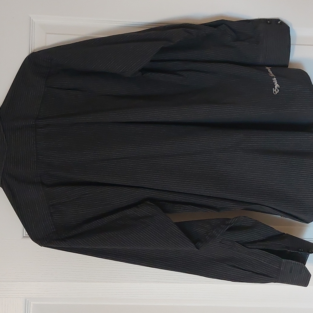 Mens English Laundry dress shirt in black with white pinstripe, size XL - Picture 3 of 9